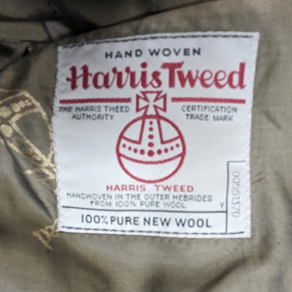 HARRIS TWEED Vintage Virgin Wool Herringbone Elbow Patch Blazer - Picture 12 of 14